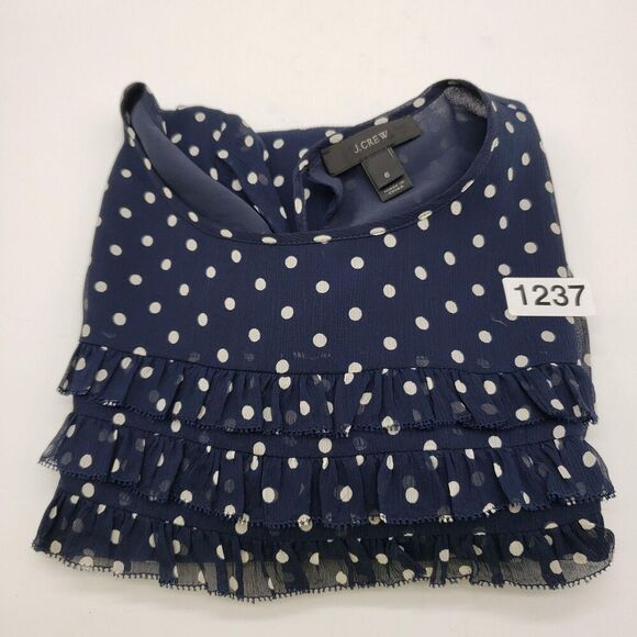 J Crew Shirt Womens 6 Silk Polka Dot Ruffle Long Sleeve F4736 Top - Picture 13 of 13